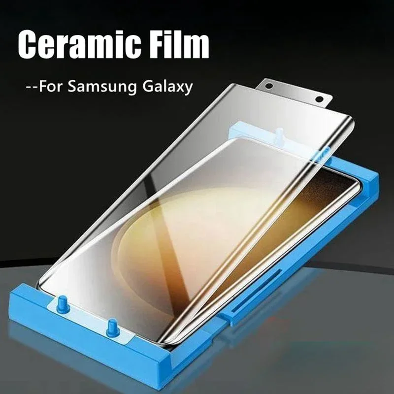 Curved Screen Protector For Samsung Galaxy S23 Ultra, S22 Ultra, S21 Ultra, for S24 Ultra Ceramic Film With Install Kit