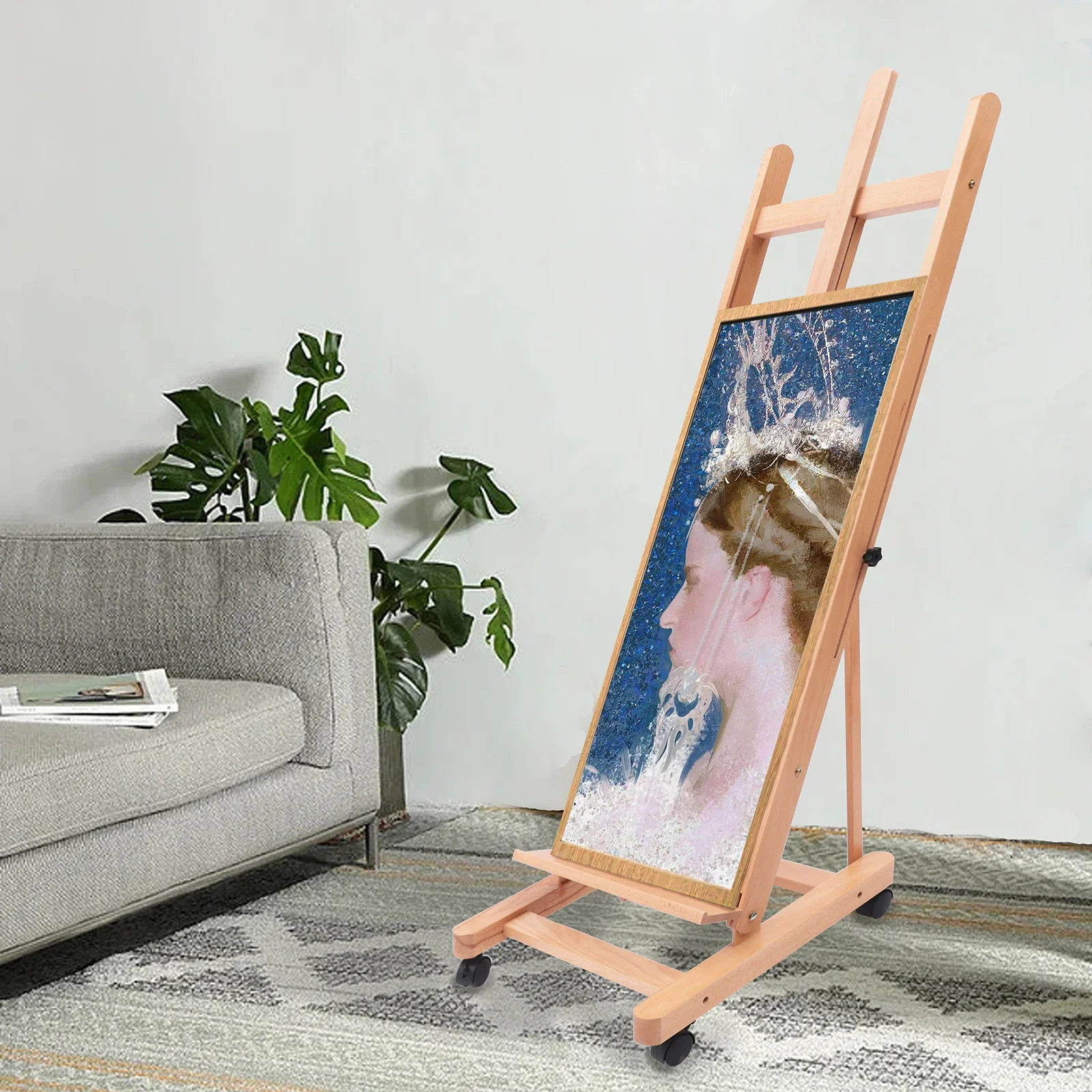Newly Designed H-frame Easel Adjustable Movable Tilting Easel Painting Easel Large Studio H-Frame Easel for Painting
