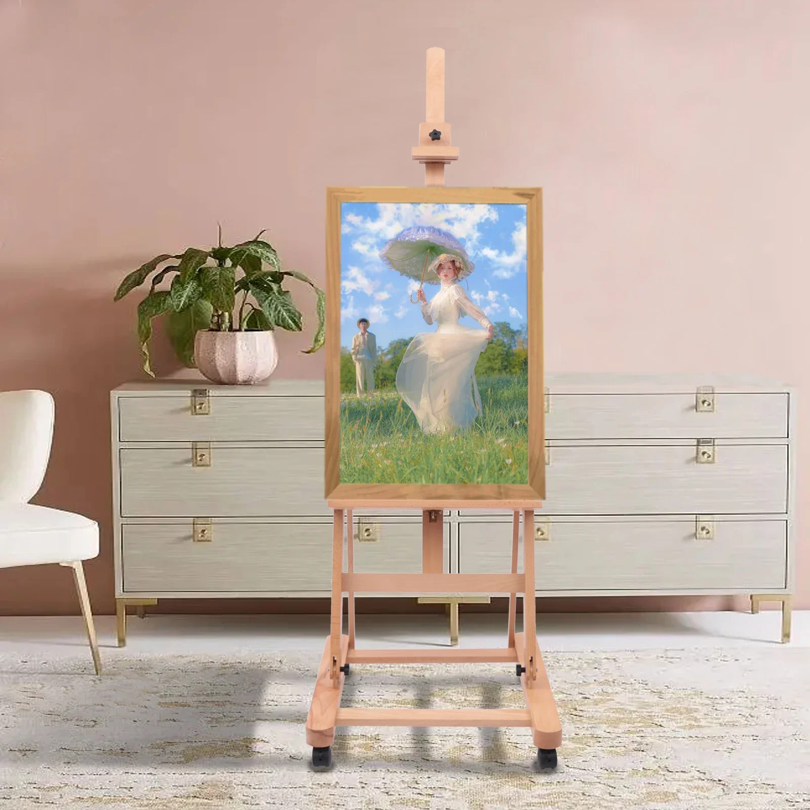 Newly Designed H-frame Easel Adjustable Movable Tilting Easel Painting Easel Large Studio H-Frame Easel for Painting