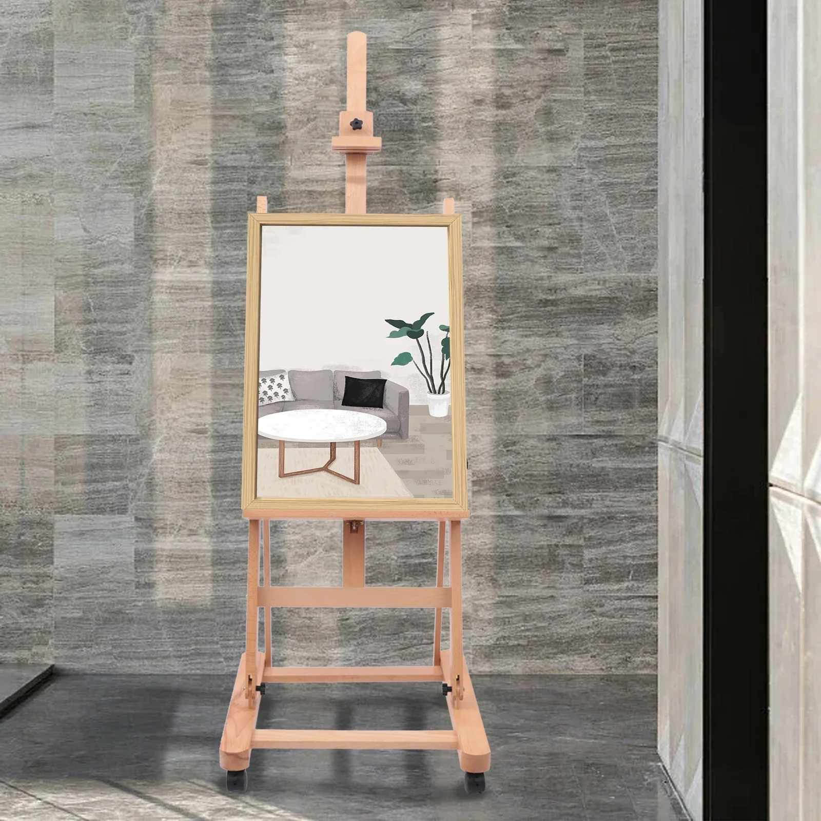 Newly Designed H-frame Easel Adjustable Movable Tilting Easel Painting Easel Large Studio H-Frame Easel for Painting