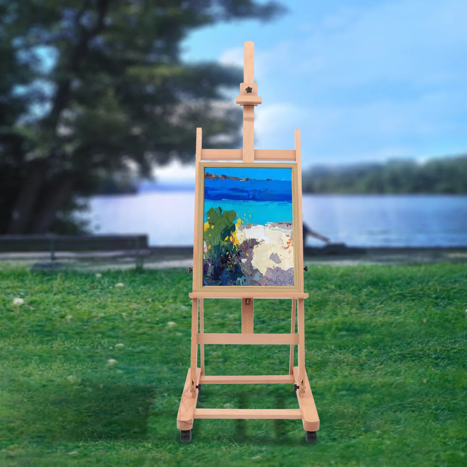 Newly Designed H-frame Easel Adjustable Movable Tilting Easel Painting Easel Large Studio H-Frame Easel for Painting