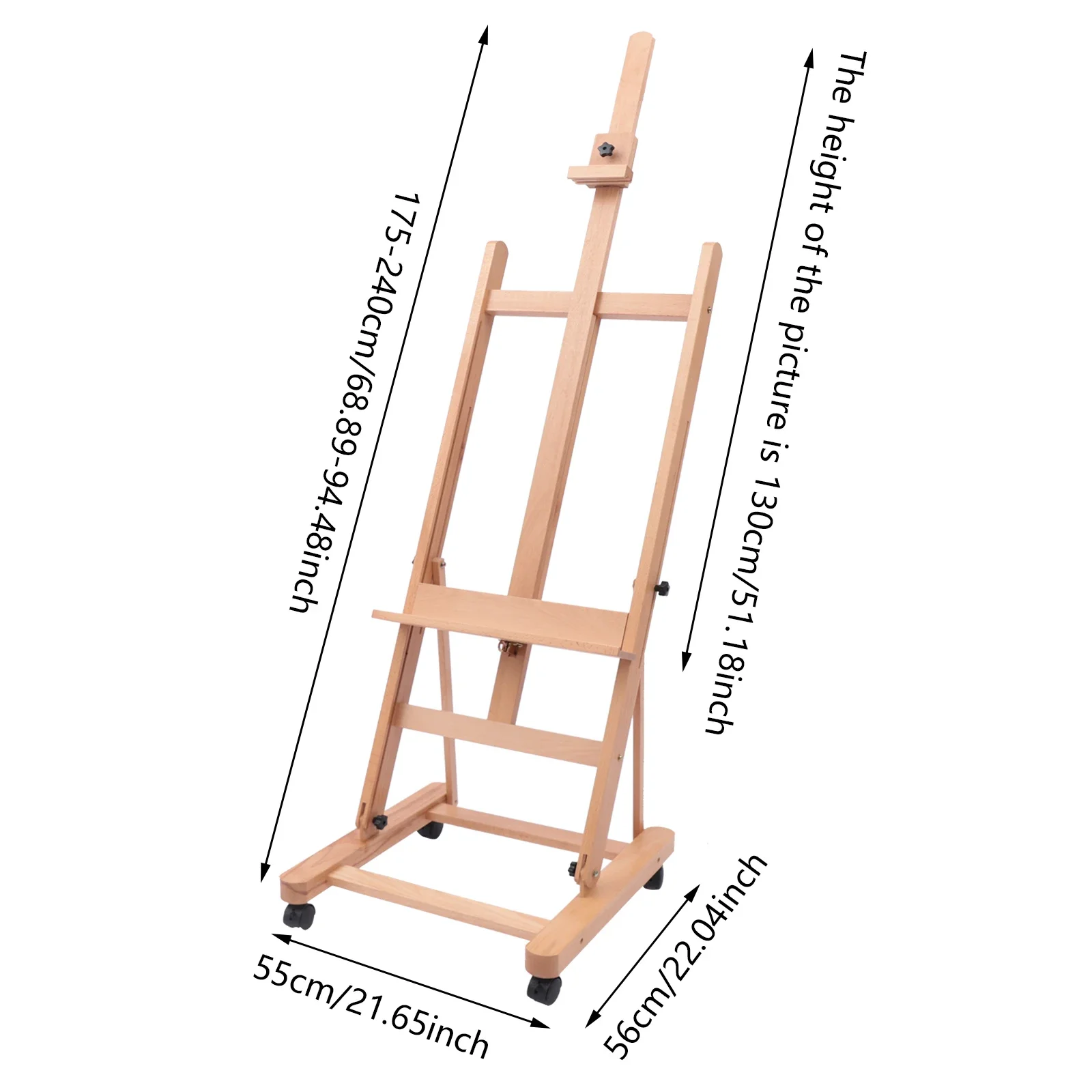 Newly Designed H-frame Easel Adjustable Movable Tilting Easel Painting Easel Large Studio H-Frame Easel for Painting