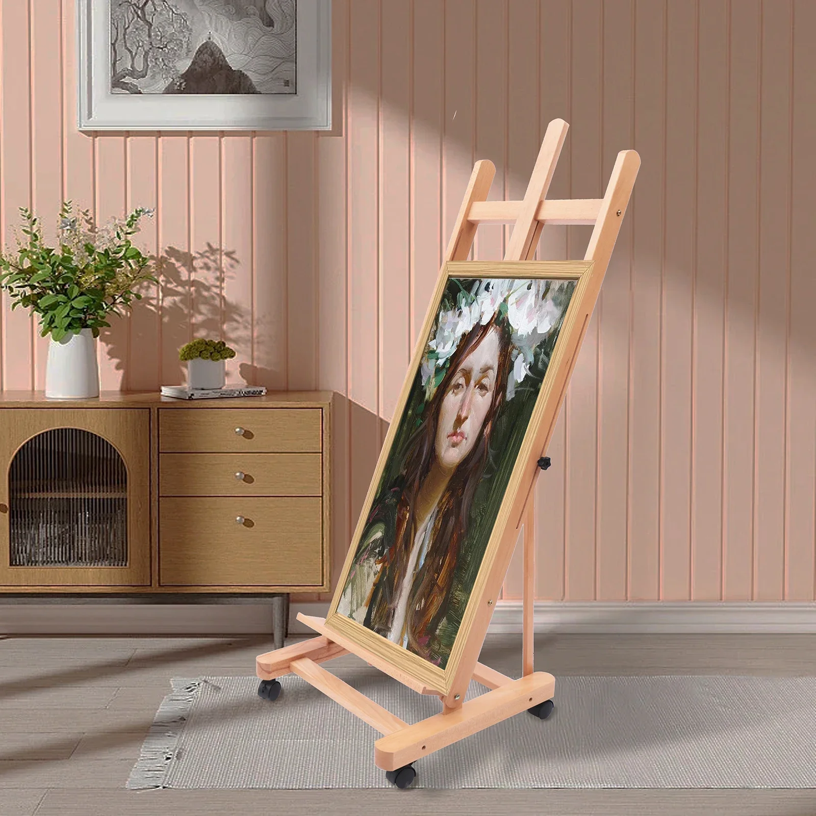 Newly Designed H-frame Easel Adjustable Movable Tilting Easel Painting Easel Large Studio H-Frame Easel for Painting