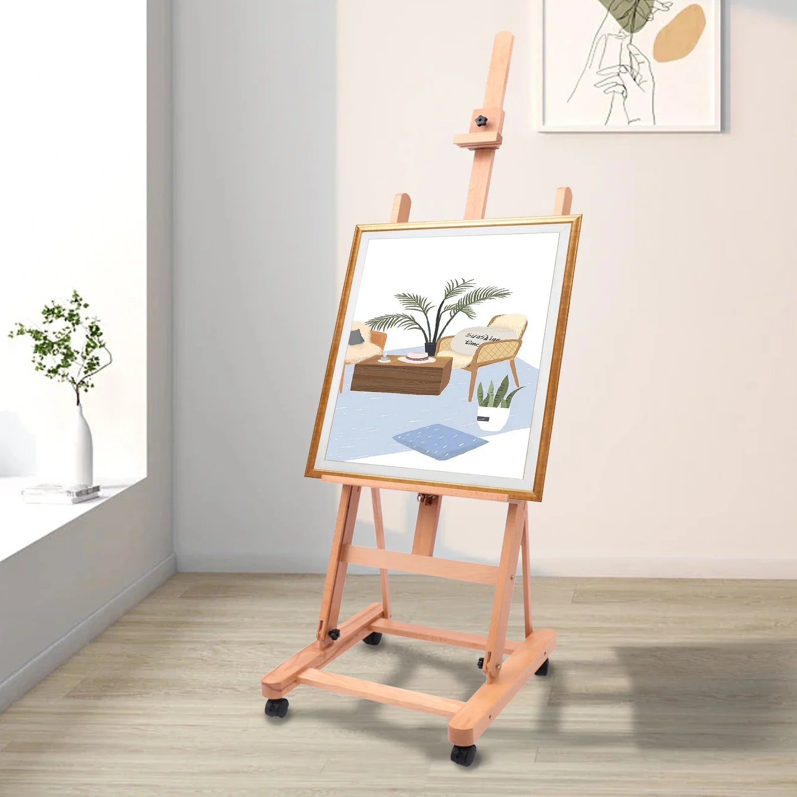 Newly Designed H-frame Easel Adjustable Movable Tilting Easel Painting Easel Large Studio H-Frame Easel for Painting