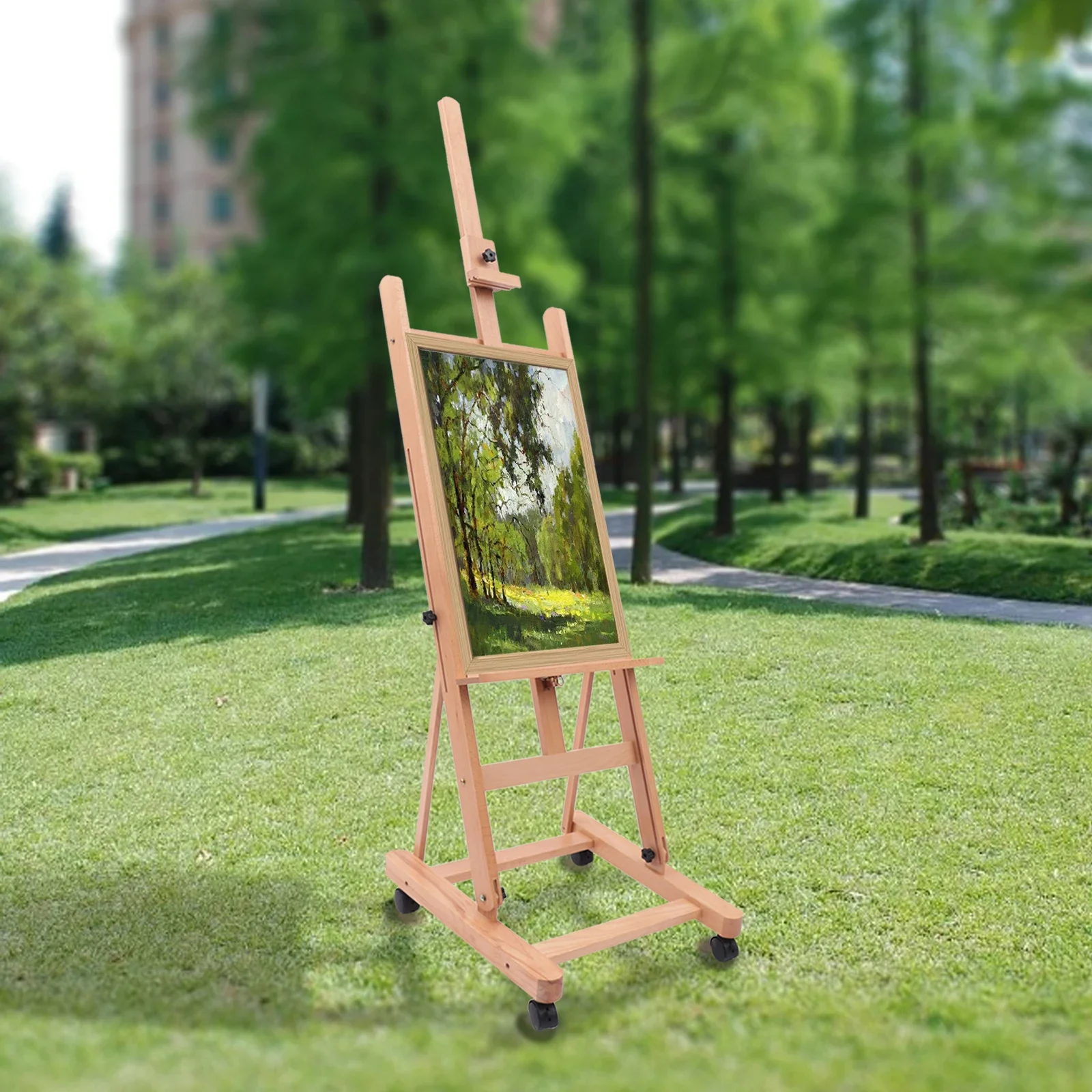 Newly Designed H-frame Easel Adjustable Movable Tilting Easel Painting Easel Large Studio H-Frame Easel for Painting