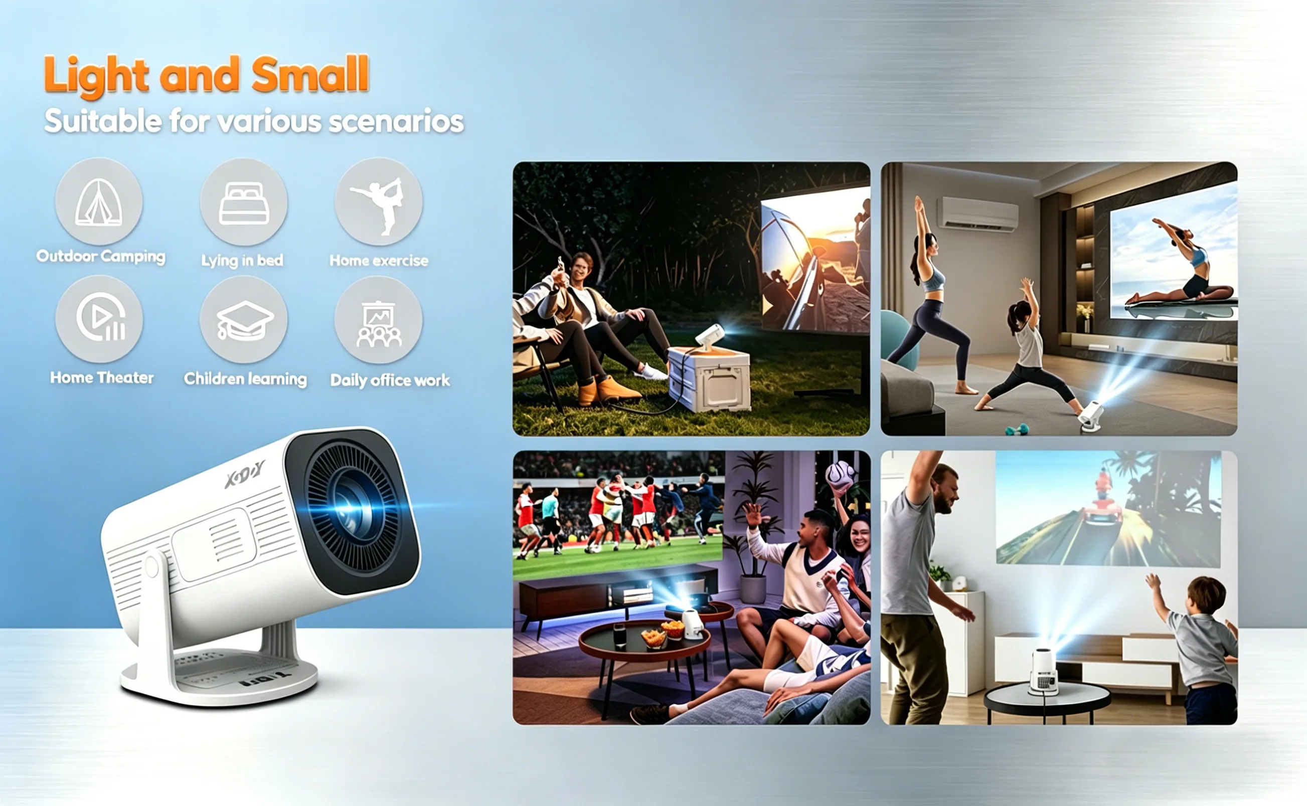 XGODY Portable Gimbal 3 Pro 12000LM 4K Projector 2.4G/5G WiFi Bluetooth 5.4 Android 11 Mini Home Theater Portable projector