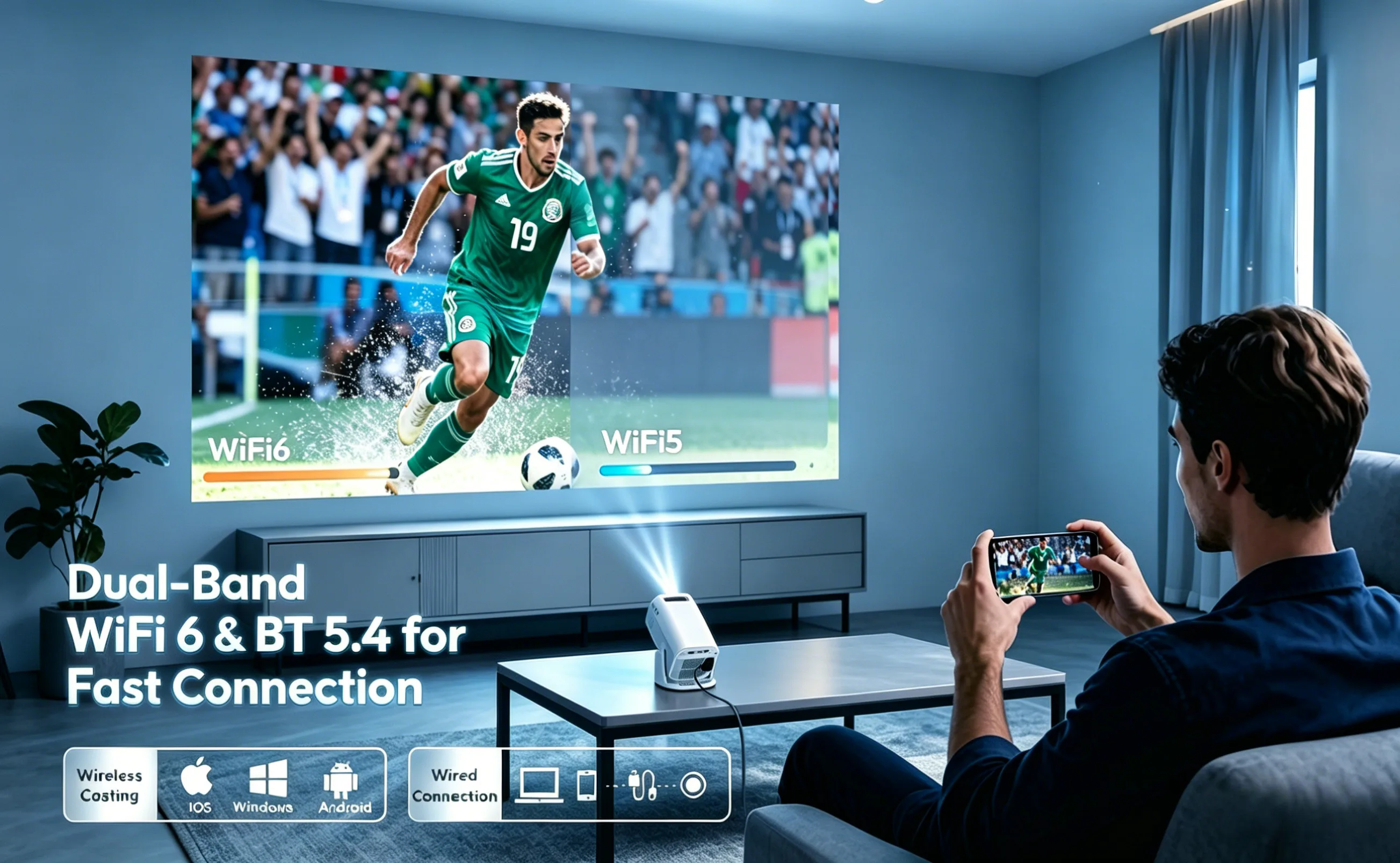 XGODY Portable Gimbal 3 Pro 12000LM 4K Projector 2.4G/5G WiFi Bluetooth 5.4 Android 11 Mini Home Theater Portable projector