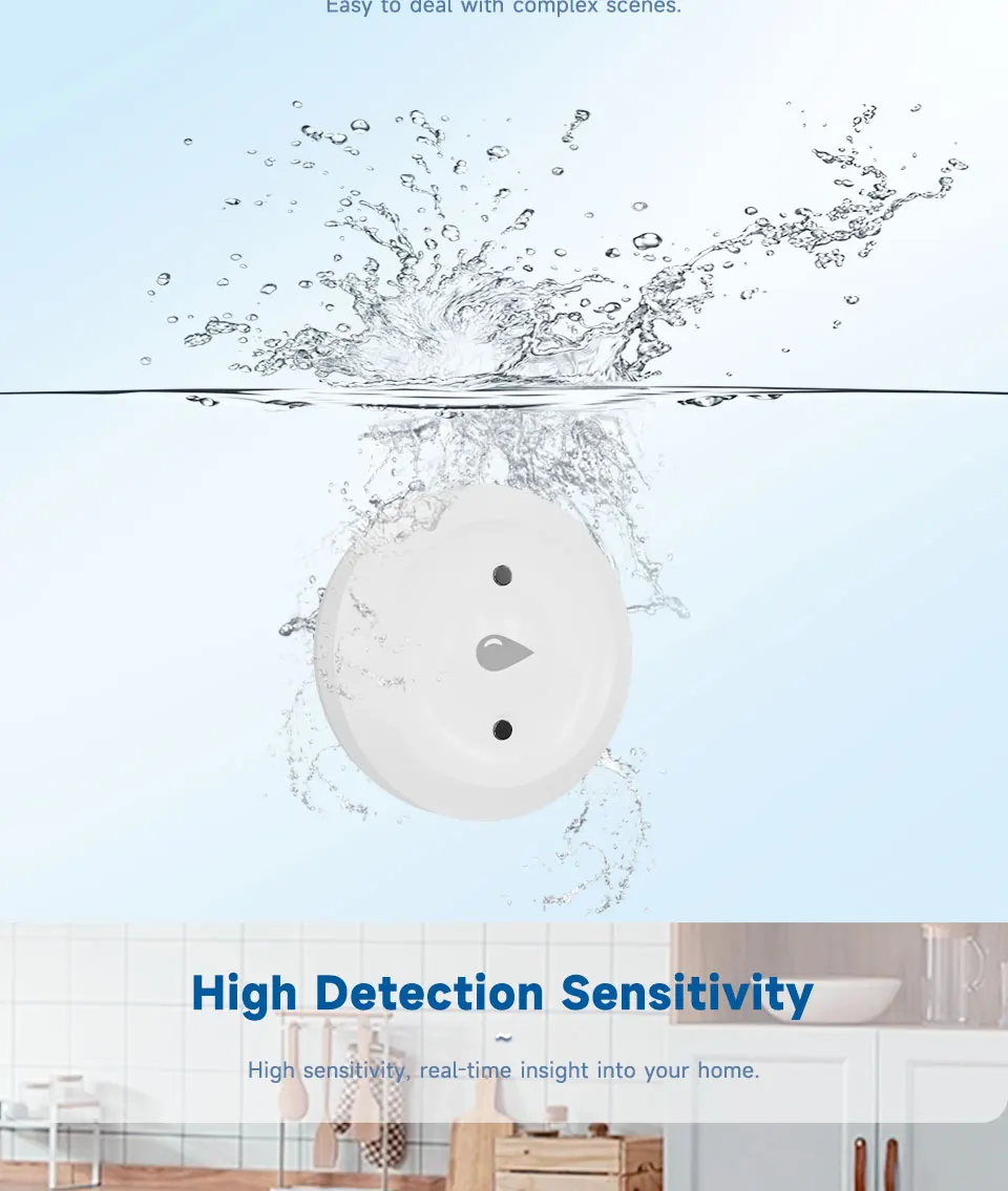 Tuya ZigBee 3.0 Smart Water Sensor Leak Detector Flood Water Leakage Alarm Smart Life Control Work With Smart Life Zigbee 2MQTT