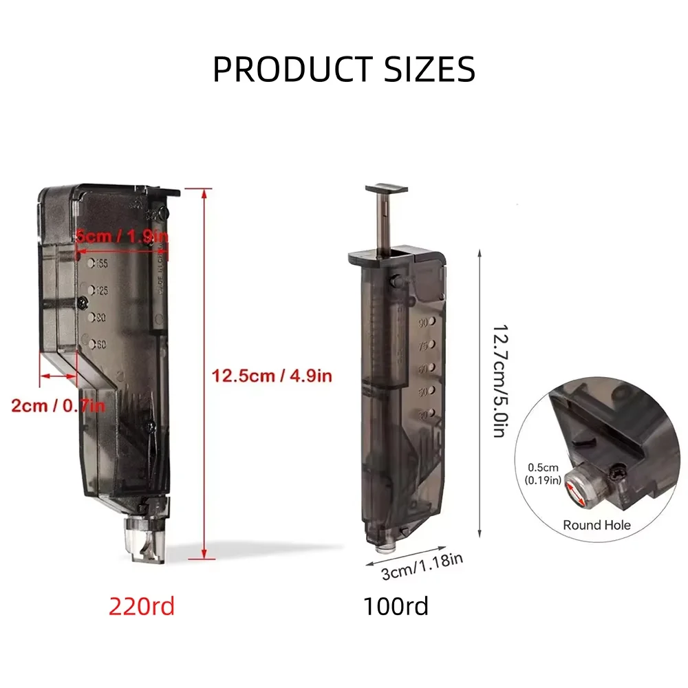 220/100 Round BB Speed Loader - Quick Load 6mm Balls Filler for Outdoor Shooting Games & Paintball Sports Accessories