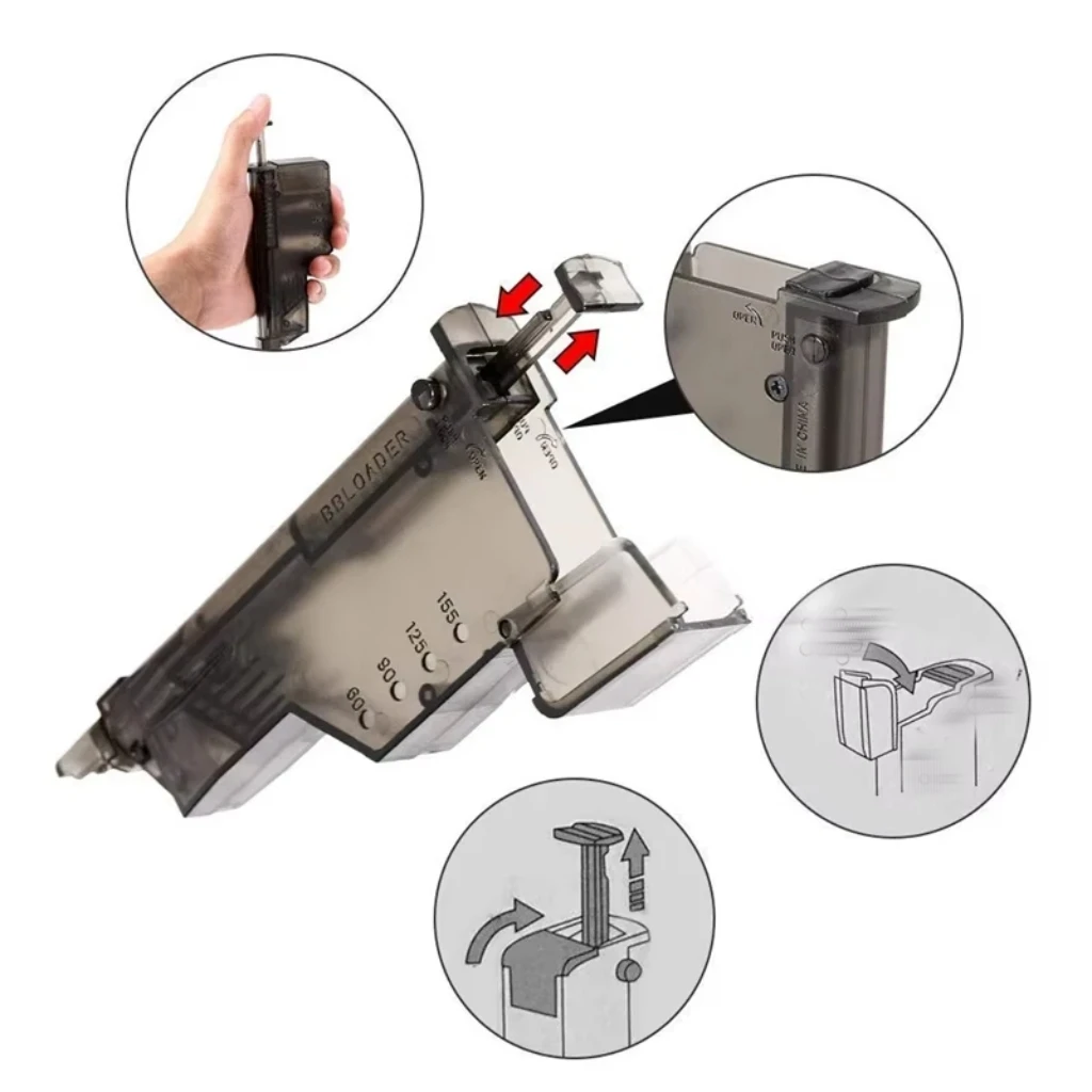 220/100 Round BB Speed Loader - Quick Load 6mm Balls Filler for Outdoor Shooting Games & Paintball Sports Accessories