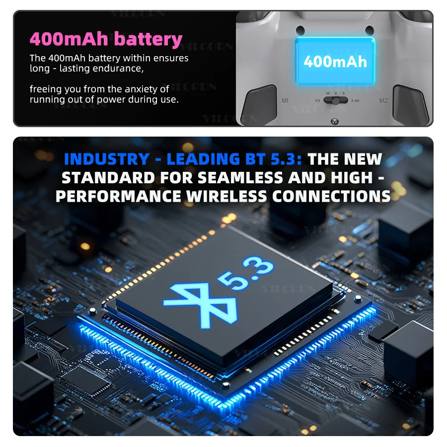 VILCORN G6 Bluetooth-Compatible Wireless Game Controller for iOS/Android Smartphones Gamepads for PC/SWITCH Hall Rocker Joystick