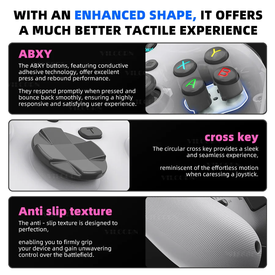 VILCORN G6 Bluetooth-Compatible Wireless Game Controller for iOS/Android Smartphones Gamepads for PC/SWITCH Hall Rocker Joystick