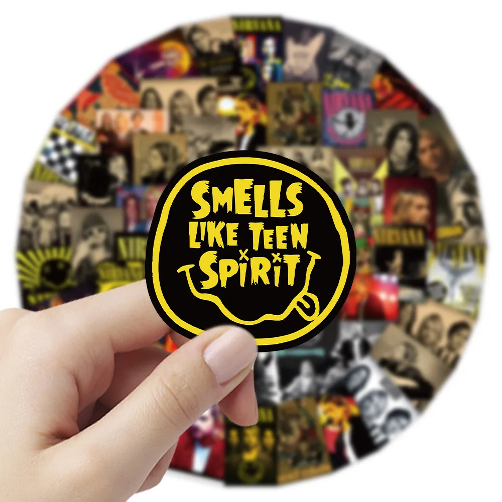 52 Pieces Nirvana Band Stickers - Rock Music Fan Decorative Decals for Laptops, Phone Cases & Guitars Papery Pop Store
