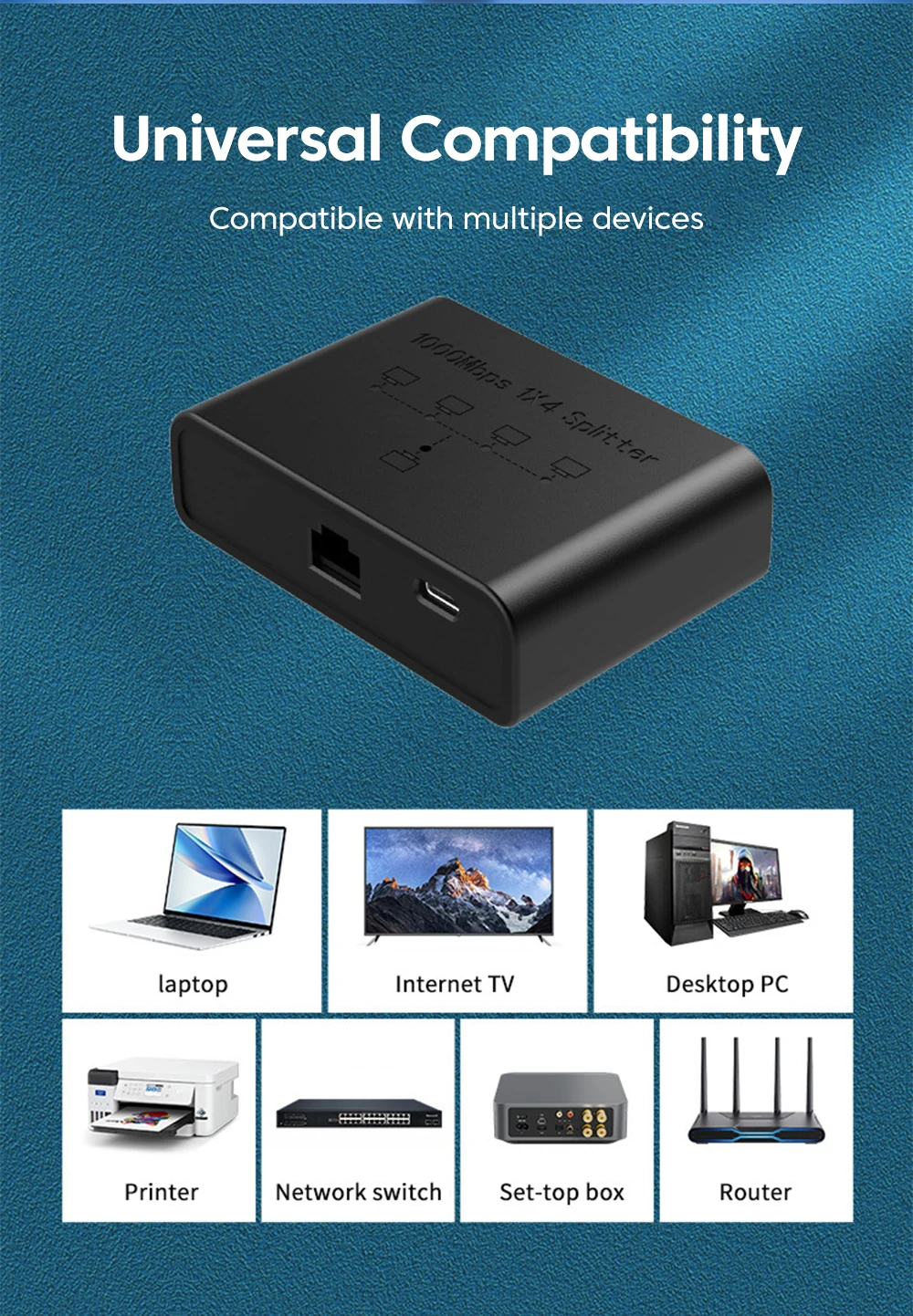 VIKEFON 5-port Gigabit Network Switch Ethernet RJ45 Network Port Network Cable Connection Switch Network Splitter Cable Expander