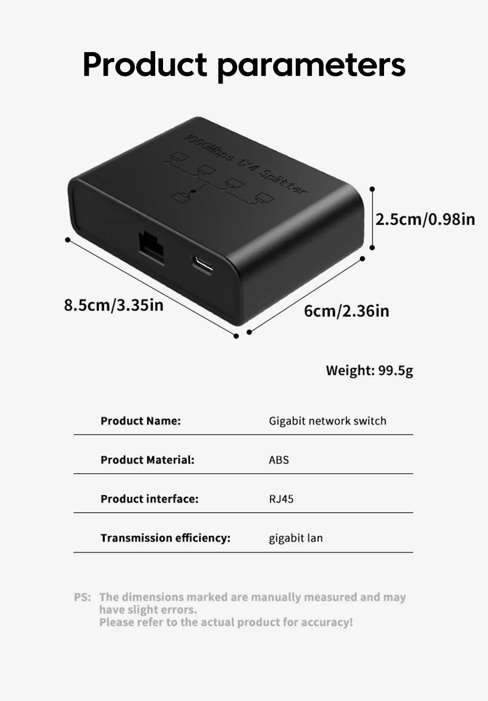 VIKEFON 5-port Gigabit Network Switch Ethernet RJ45 Network Port Network Cable Connection Switch Network Splitter Cable Expander