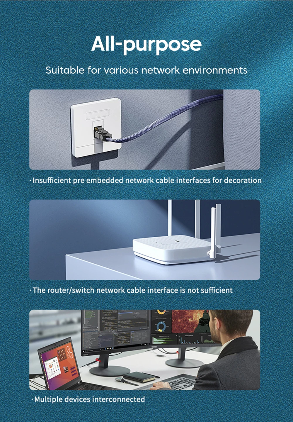 VIKEFON 5-port Gigabit Network Switch Ethernet RJ45 Network Port Network Cable Connection Switch Network Splitter Cable Expander