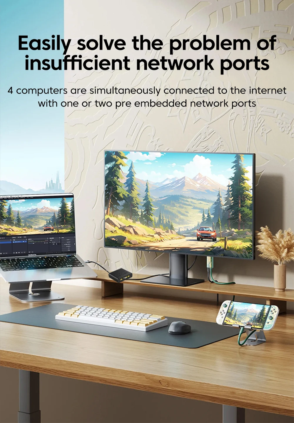 VIKEFON 5-port Gigabit Network Switch Ethernet RJ45 Network Port Network Cable Connection Switch Network Splitter Cable Expander