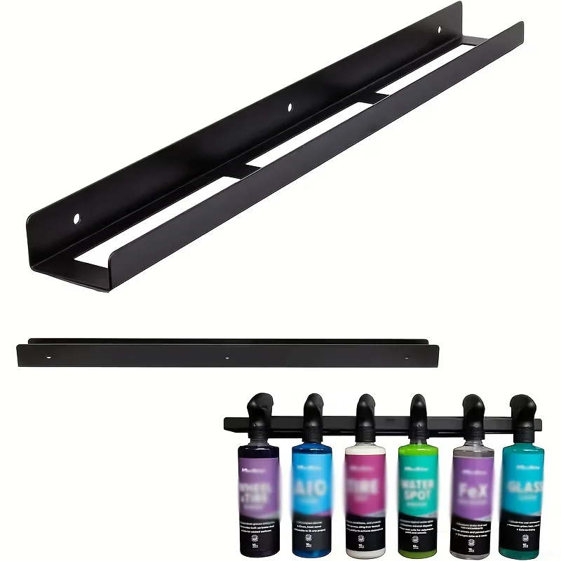 1pc Metal Universal Detail Spray Bottle Holder | Wall-Mounted Black Iron Storage Rack with Multiple Compartments, Spray Bottles