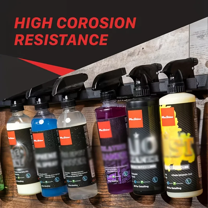 1pc Metal Universal Detail Spray Bottle Holder | Wall-Mounted Black Iron Storage Rack with Multiple Compartments, Spray Bottles
