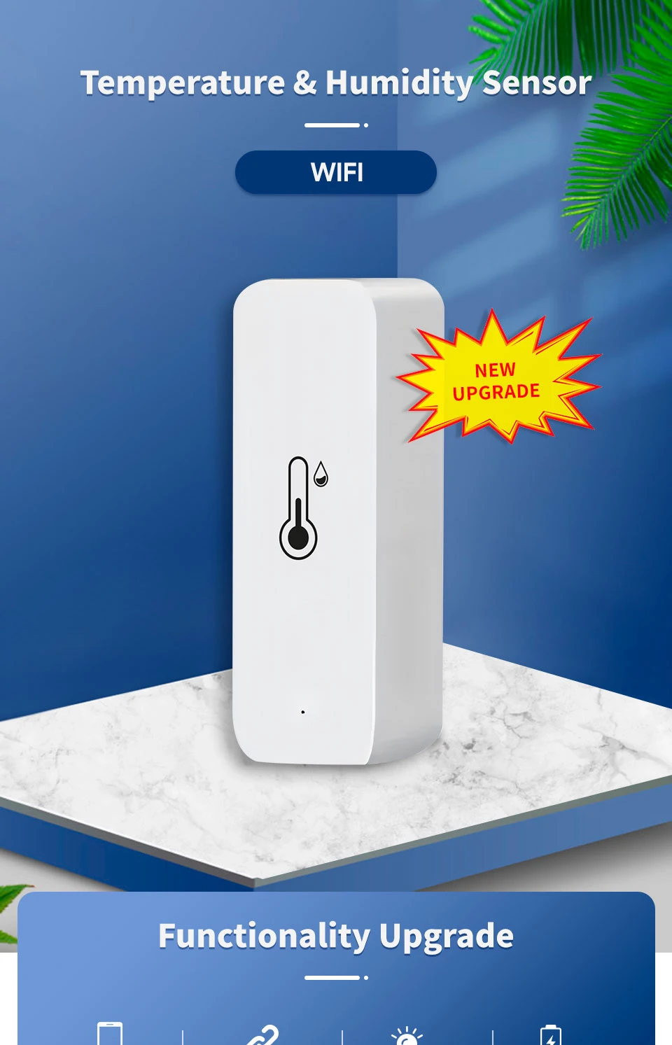 Tuya Smart WiFi Temperature Humidity Sensor Indoor Hygrometer Thermometer APP Remote Monitor Compatible with Alexa Google