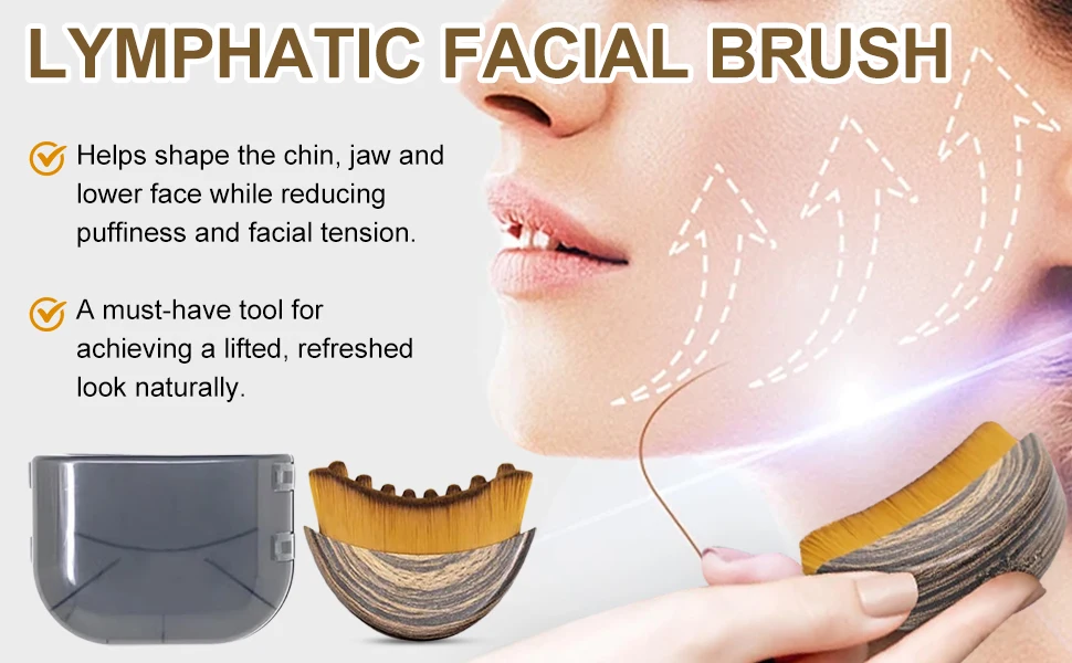 Lymphatic Face Massage Brush -Dry Brushing Contour Tool for Chin/Jawline Sculpting | Ergonomic Precision Grip for Fatigue Relief