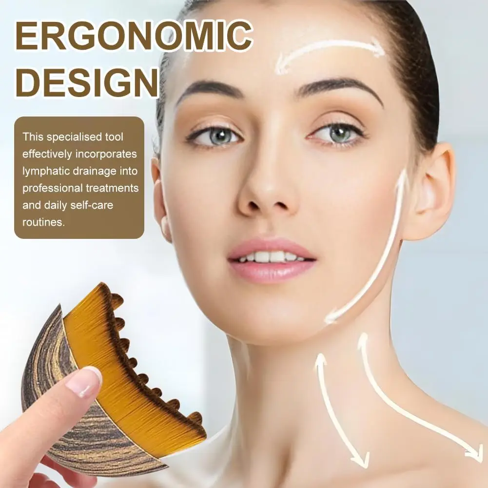 Lymphatic Face Massage Brush -Dry Brushing Contour Tool for Chin/Jawline Sculpting | Ergonomic Precision Grip for Fatigue Relief