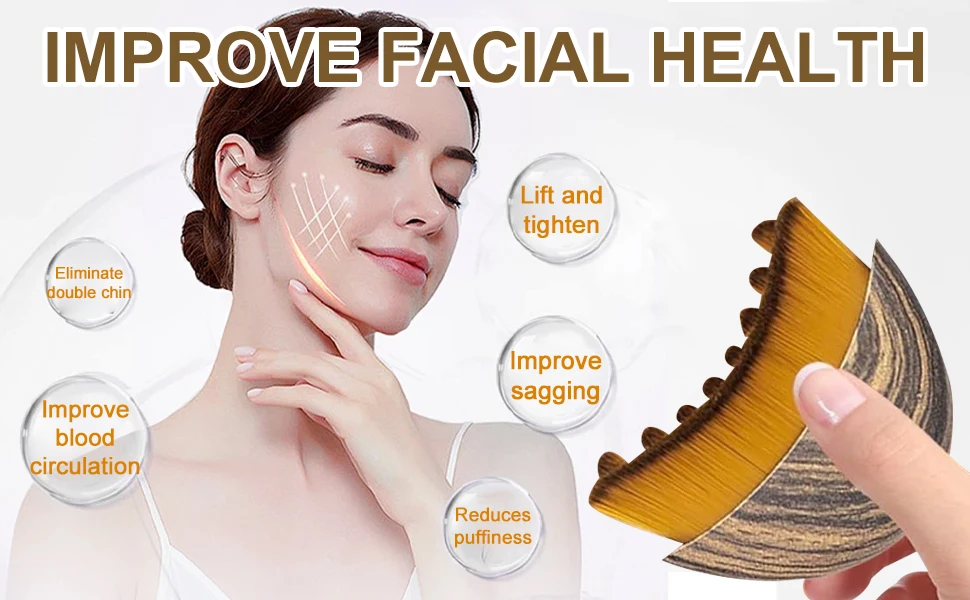 Lymphatic Face Massage Brush -Dry Brushing Contour Tool for Chin/Jawline Sculpting | Ergonomic Precision Grip for Fatigue Relief