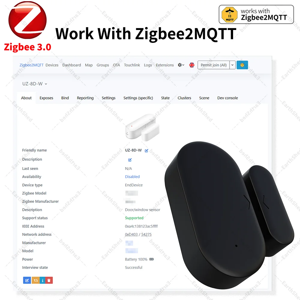 Zigbee 3.0 Door Sensor Window Sensor Contact Sensor Zigbee Hub Required Work with Home Assistant Yandex Alexa ZHA Zigbee2MQTT