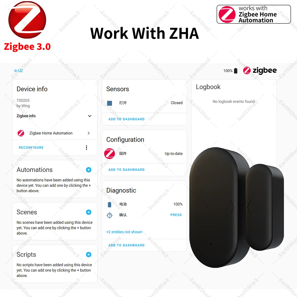 Zigbee 3.0 Door Sensor Window Sensor Contact Sensor Zigbee Hub Required Work with Home Assistant Yandex Alexa ZHA Zigbee2MQTT