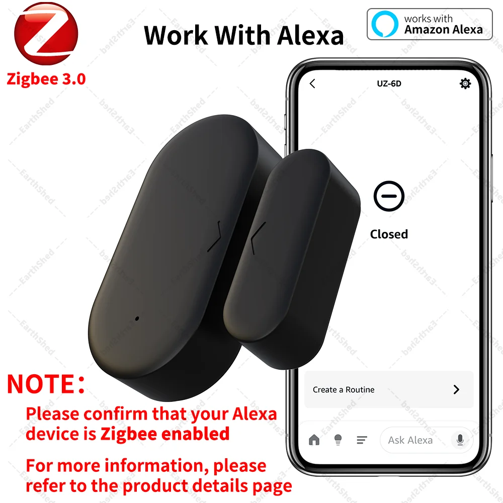 Zigbee 3.0 Door Sensor Window Sensor Contact Sensor Zigbee Hub Required Work with Home Assistant Yandex Alexa ZHA Zigbee2MQTT