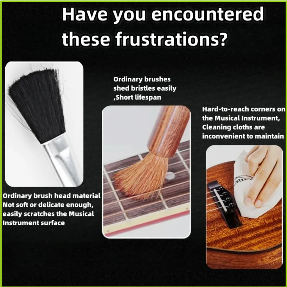 1PCS Double-Headed Guitar Cleaning Brush - Dust Brush for Guitar Care String & Fretboard Musical Instrument Care Tool