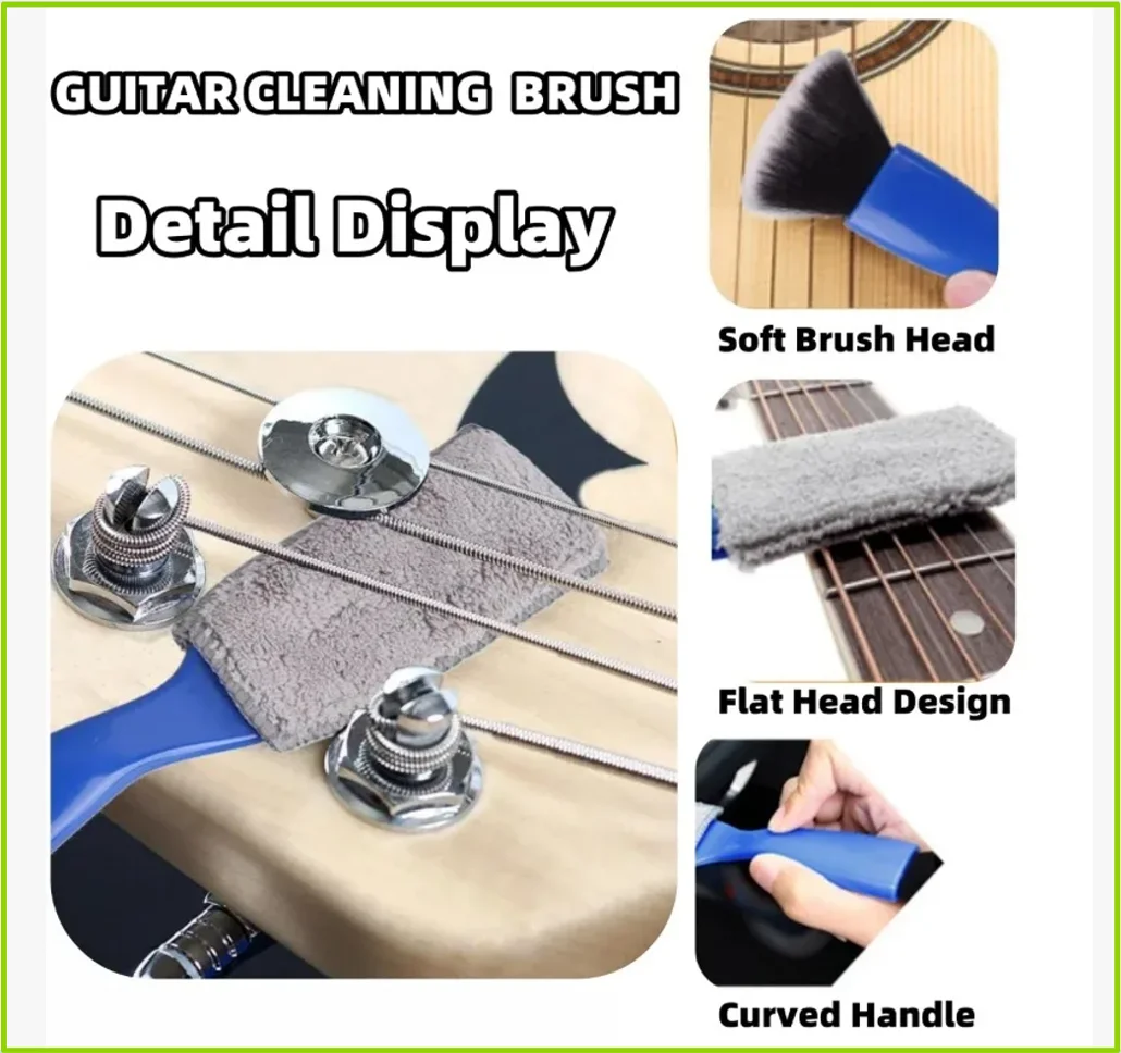 1PCS Double-Headed Guitar Cleaning Brush - Dust Brush for Guitar Care String & Fretboard Musical Instrument Care Tool