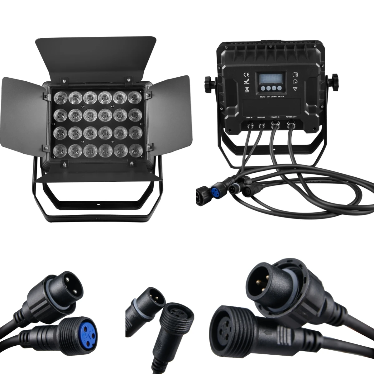 4in1 Flights Case with 24x18W RGBWA UV 6 in 1 Outdoor Waterproof Stage Light LED Square Par Light DJ DMX Disco Equipment Bar