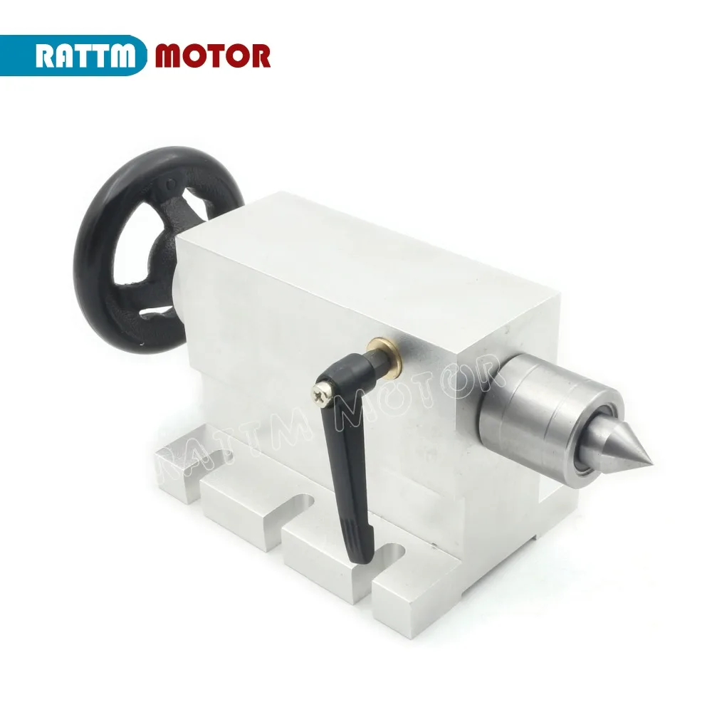 【EU Stock】K11 K12 80mm 100mm 3 Jaw or 4Jaw Chuck 4th Axis+Tailstock Dividing Head Rotation Axis with Nema23 stepper Motor Driver