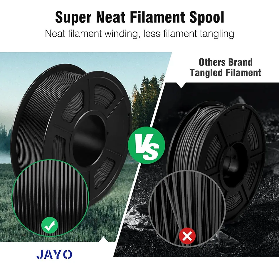 JAYO 3D Filament ASA Filament 1.75mm UV/Rain/Heat Resistant Tough 3D Printer Filament 10Rolls/Set For 3D Printers