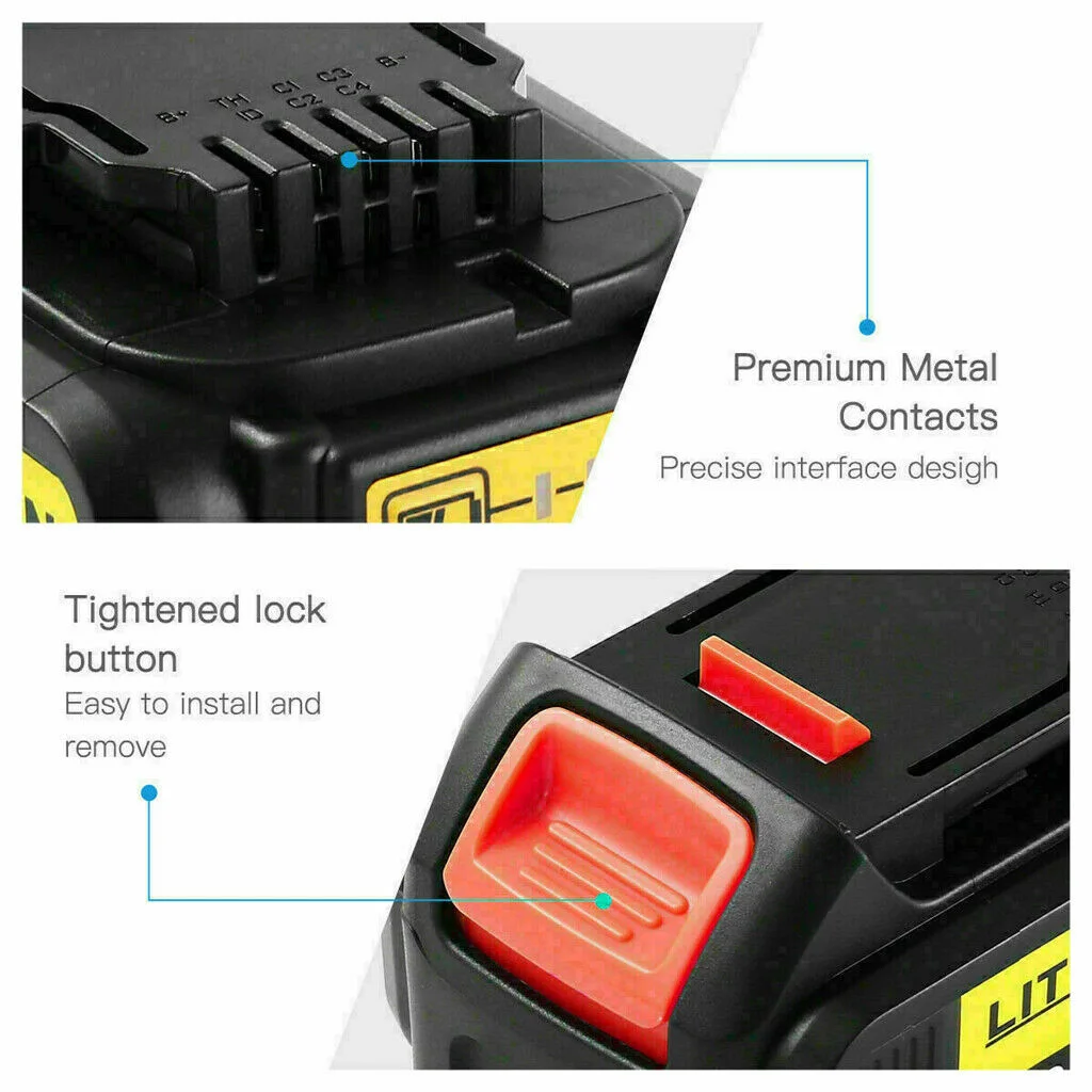 2Pack 8.0Ah 18V Li-ion Battery for Dewalt XR Slide Li-ion DCB184 DCB182 DCB183 + DC18RC Charger
