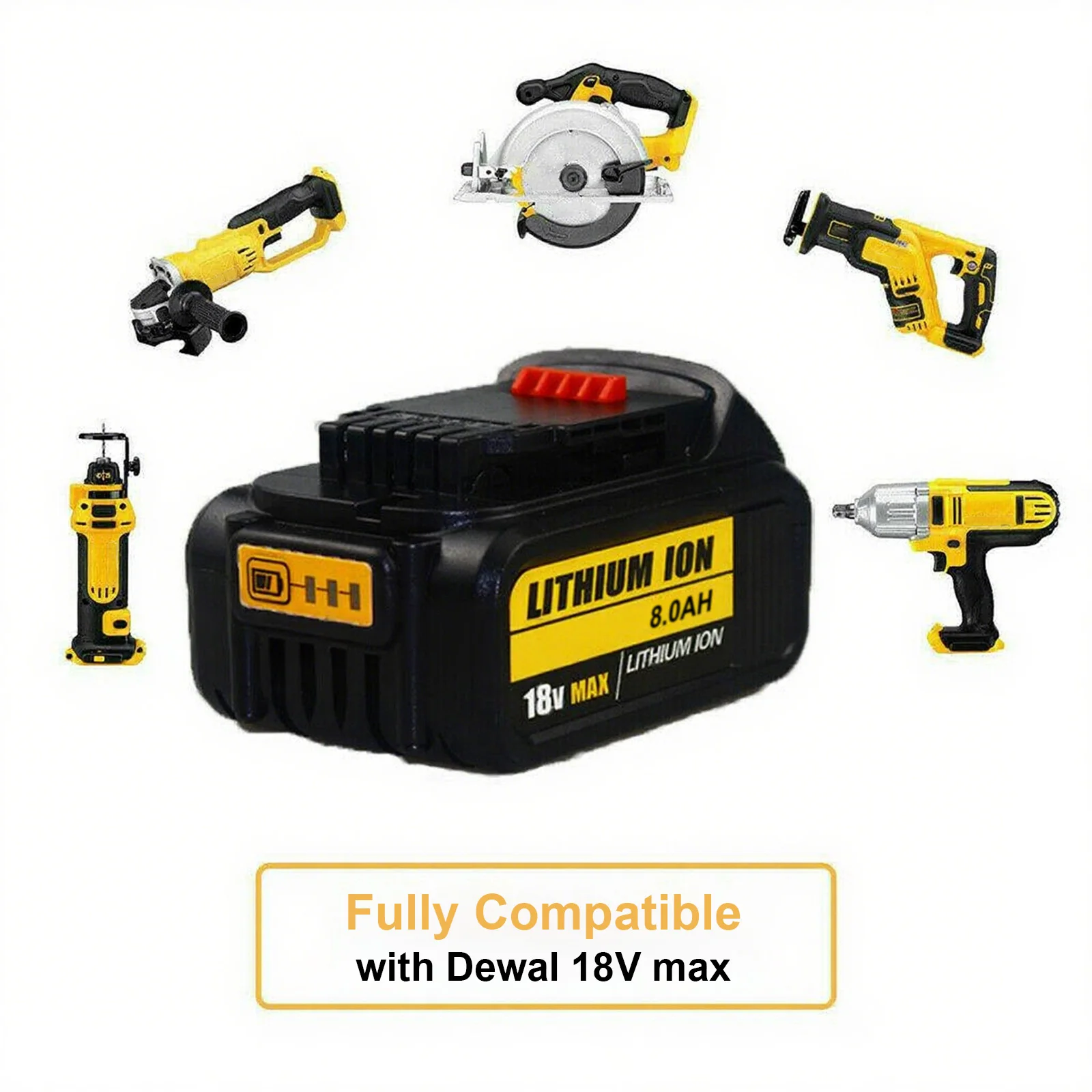 2Pack 8.0Ah 18V Li-ion Battery for Dewalt XR Slide Li-ion DCB184 DCB182 DCB183 + DC18RC Charger