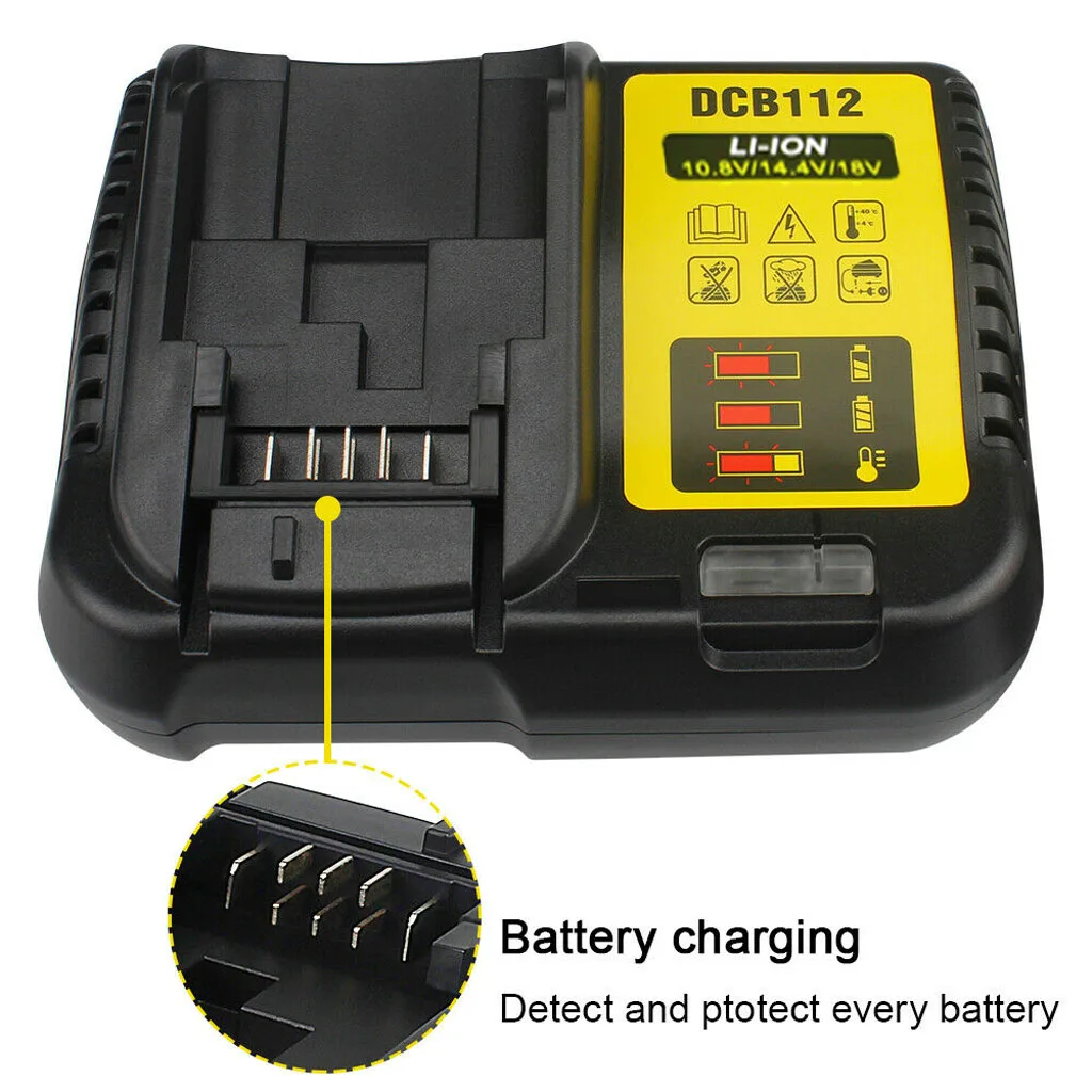 2Pack 8.0Ah 18V Li-ion Battery for Dewalt XR Slide Li-ion DCB184 DCB182 DCB183 + DC18RC Charger