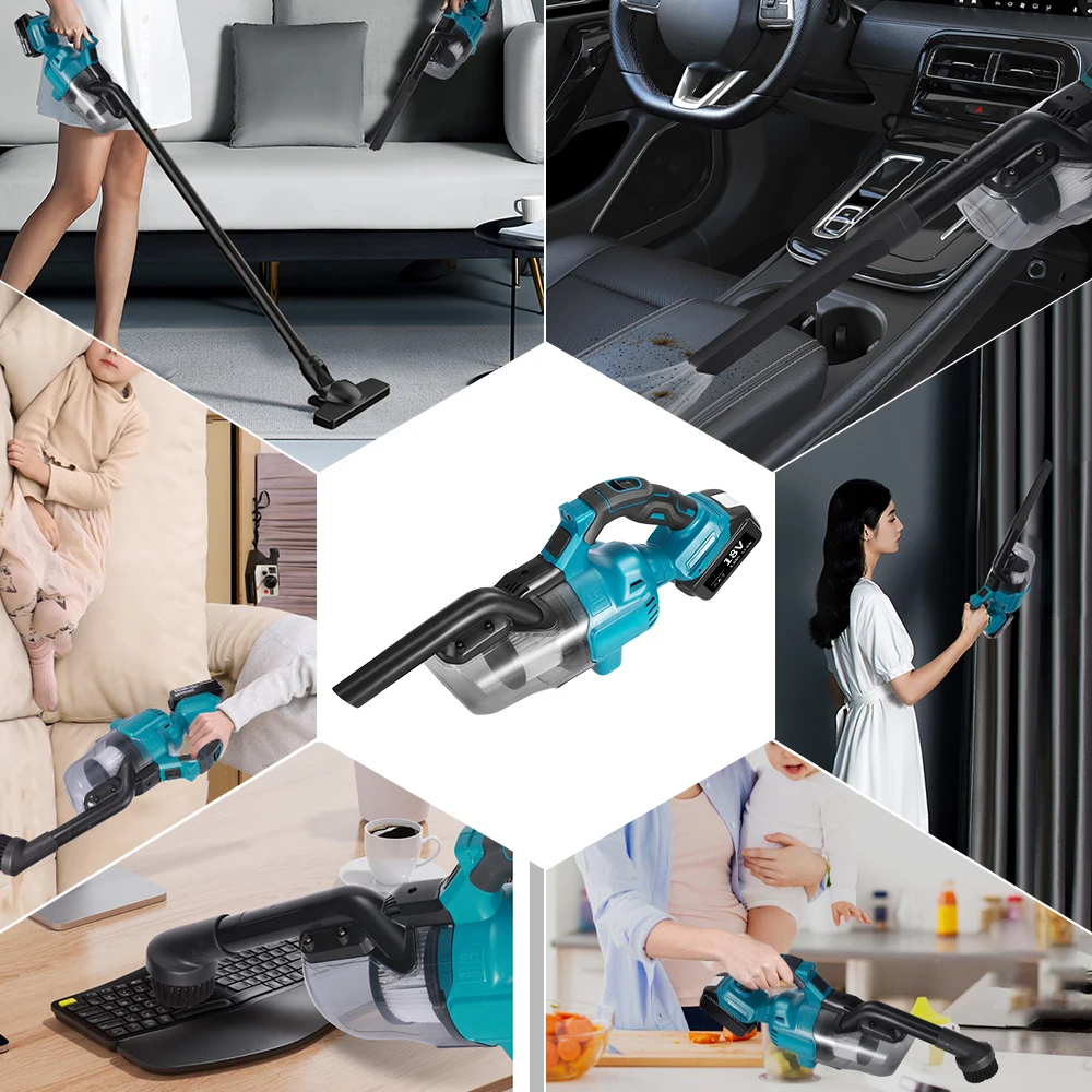 Electric Vacuum Cleaner Cordless Portable Handheld Power Vacuum Cleaner Multi-function Dust Cleaning Tool For Makita 18v Battery