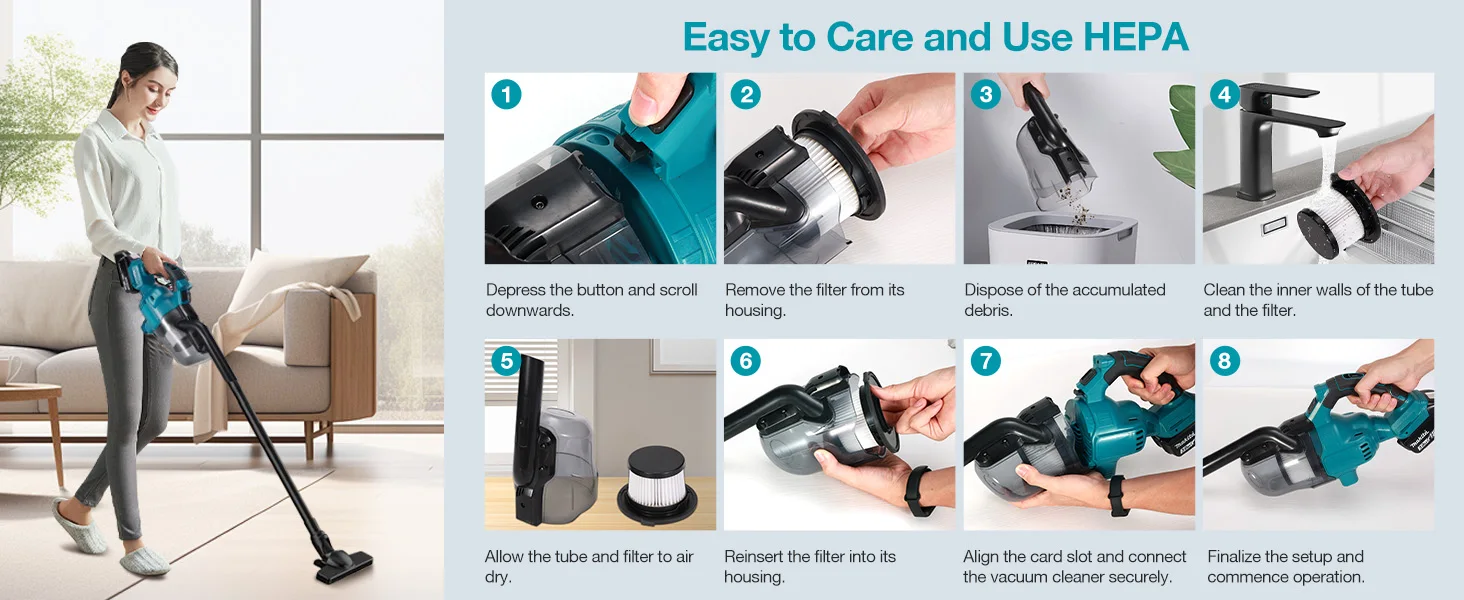 Electric Vacuum Cleaner Cordless Portable Handheld Power Vacuum Cleaner Multi-function Dust Cleaning Tool For Makita 18v Battery