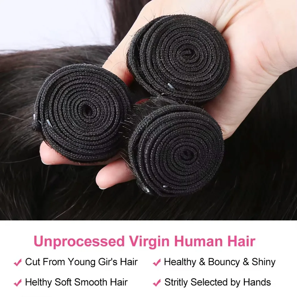 30 40 Inch Bone Straight Bundles Deal Brazilian Virgin Human Hair 3 4 Bundles Raw Hair Extensions Natural Color Remy