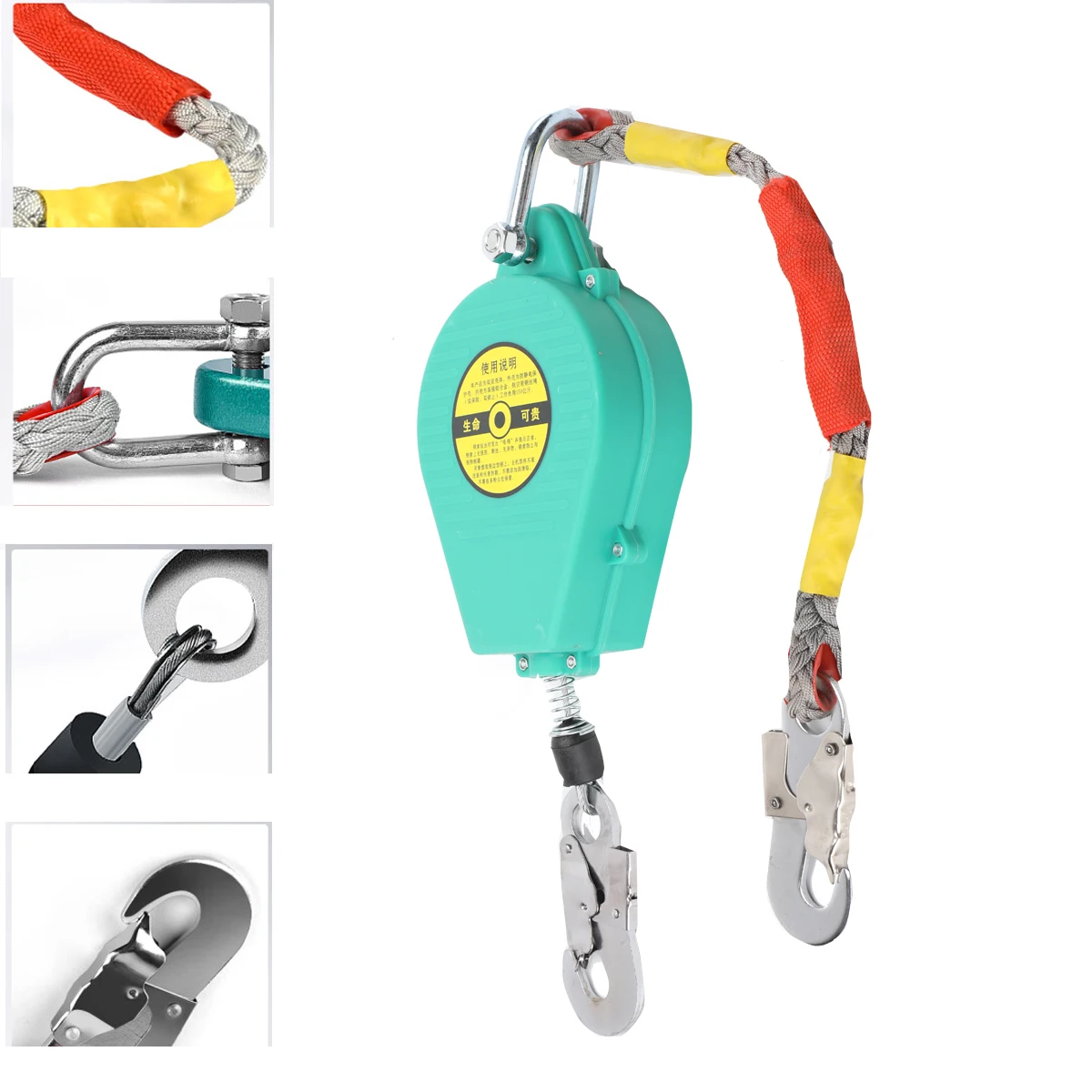 Self Retracting Lifeline 330lbs Fall Arrester Fall Protection with Alloy Steel Hook & Steel Wire Rope 23ft 7m