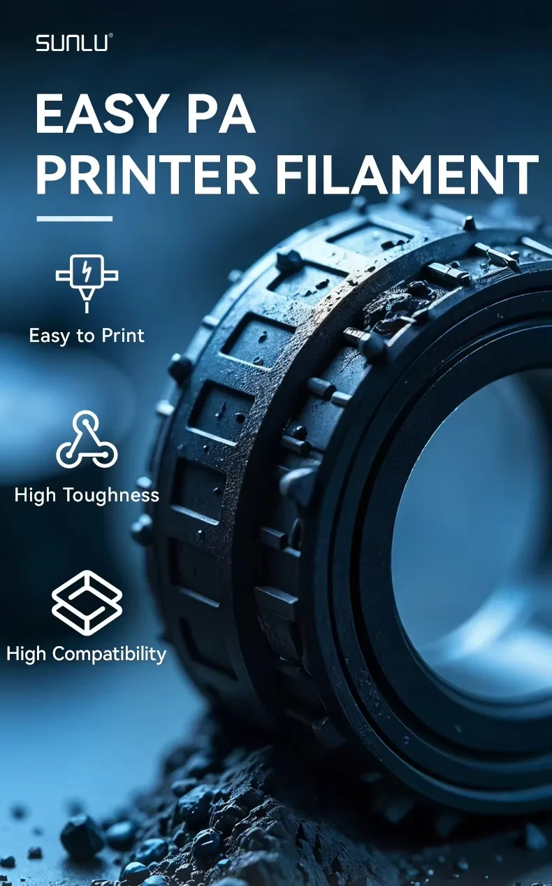 SUNLU 1KG Easy-to-Print Nylon Filament Heat-Resistant 3D Printer Filament No-Cracking No-Warping 3D Filament