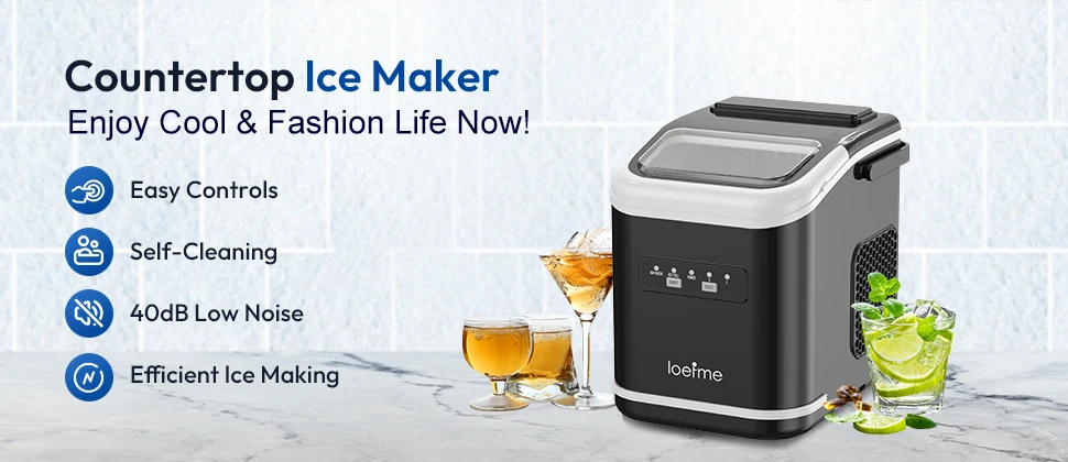 LOEFME 1.4L Ice Maker Countertop Machine Portable Electric Ice Cube Maker with Automatic Self-Cleaning Function for Home Kitchen