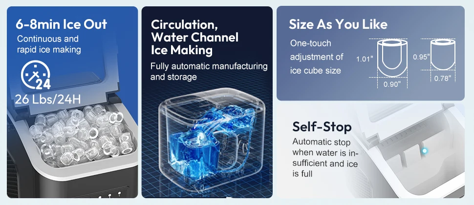 LOEFME 1.4L Ice Maker Countertop Machine Portable Electric Ice Cube Maker with Automatic Self-Cleaning Function for Home Kitchen