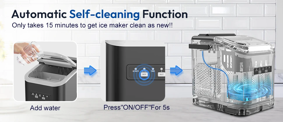 LOEFME 1.4L Ice Maker Countertop Machine Portable Electric Ice Cube Maker with Automatic Self-Cleaning Function for Home Kitchen