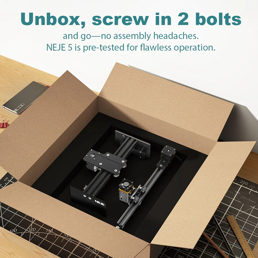 NEJE 5 A40630 20W Portable Small Laser Engraver Laser Cutting Machine for Logo Metal Wood Plastic Acrylic Leather Acrylc Beginne