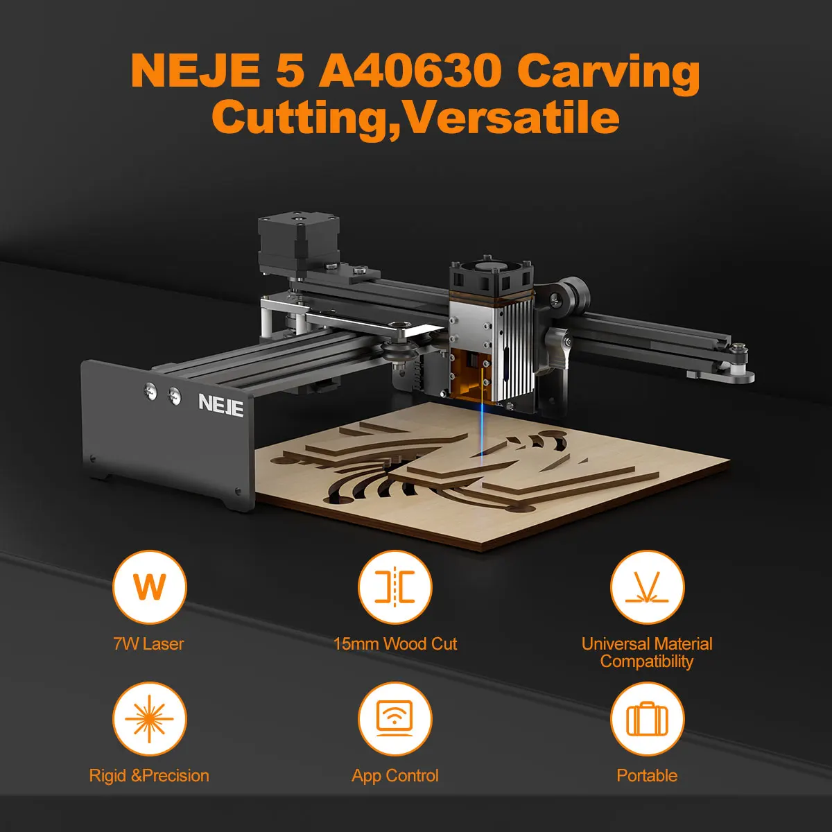 NEJE 5 A40630 20W Portable Small Laser Engraver Laser Cutting Machine for Logo Metal Wood Plastic Acrylic Leather Acrylc Beginne