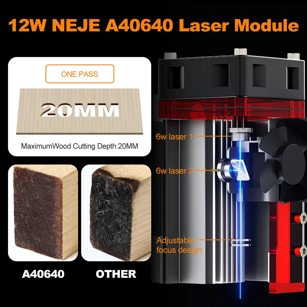 NEJE 5 A40630 20W Portable Small Laser Engraver Laser Cutting Machine for Logo Metal Wood Plastic Acrylic Leather Acrylc Beginne