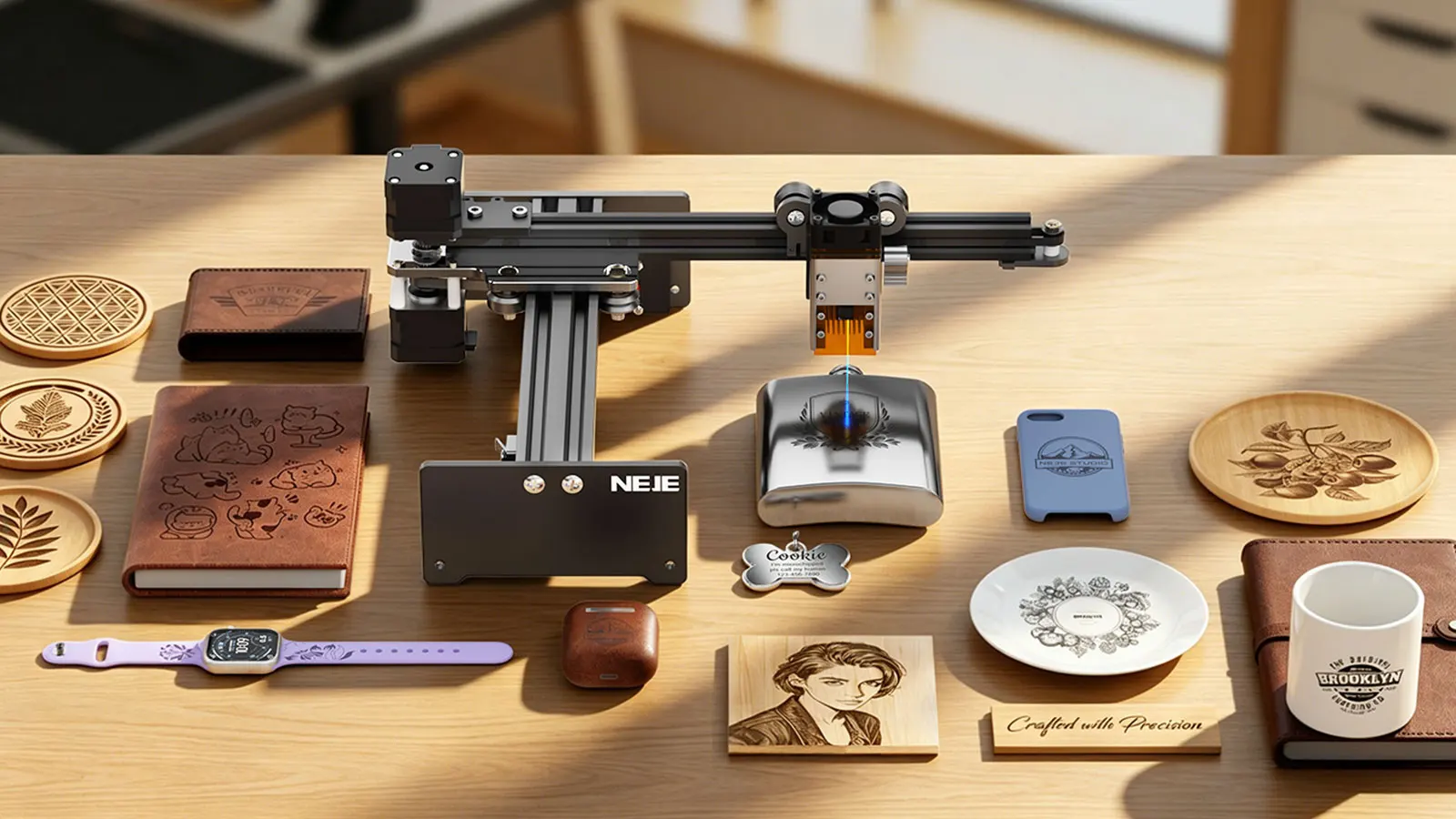 NEJE 5 A40630 20W Portable Small Laser Engraver Laser Cutting Machine for Logo Metal Wood Plastic Acrylic Leather Acrylc Beginne